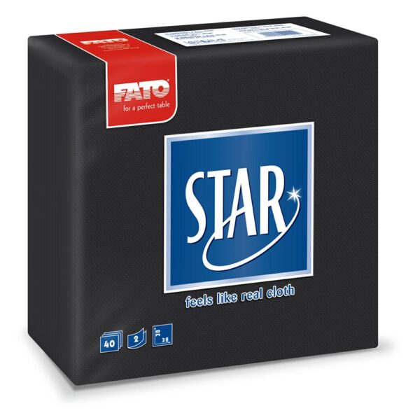 Serwetki papierowe 38x38 2W PUNTA FATO czarne op. 40szt