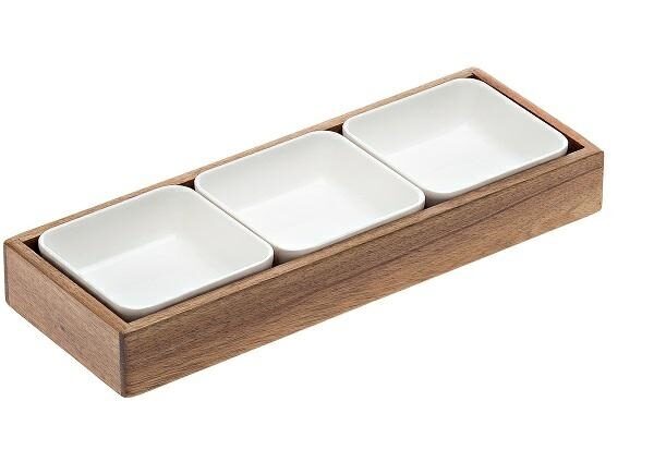 Ekspozytor drewniany z wkładami z melamin 31,5x11,5x(h)4cm 1szt.