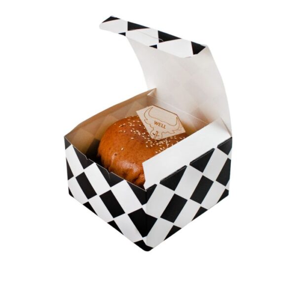 Pudełko 140x140 kratka czarna burger